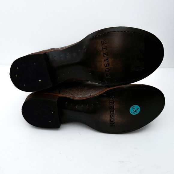 Stetson Sandia Serape Aztec Textile Western Leather Ankle Round Toe Boots - Picture 4 of 7